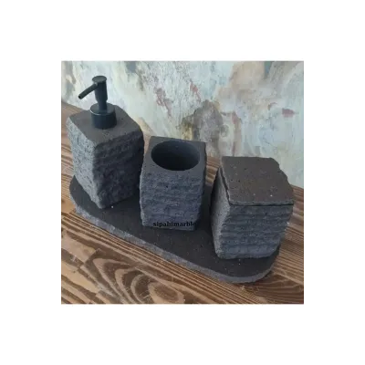Bazalt Siyah 4/lü Modern Banyo Seti