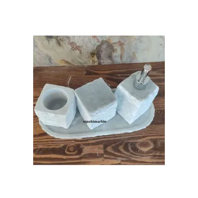 Gri Mermer 4/lü Şık Banyo Seti Gri Mermer 4/lü Şık Banyo Seti