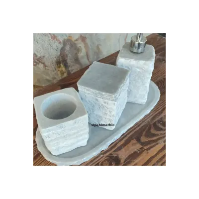 Gri Mermer 4/lü Şık Banyo Seti Gri Mermer 4/lü Şık Banyo Seti