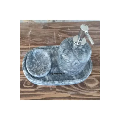 Beige Marble Rose Gold Convex Deer Detail 7 Pcs Bathroom Set Beige Marble Rose Gold Convex Deer Detail 7 Pcs Bathroom Set