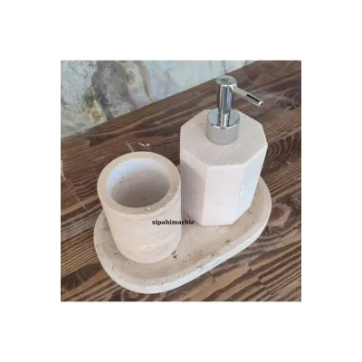 Beige Marble Rose Gold Convex Deer Detail 7 Pcs Bathroom Set Beige Marble Rose Gold Convex Deer Detail 7 Pcs Bathroom Set