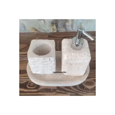 Beige Marble Rose Gold Convex Deer Detail 7 Pcs Bathroom Set Beige Marble Rose Gold Convex Deer Detail 7 Pcs Bathroom Set