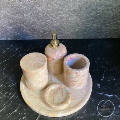Beige Marble 5-Piece Bathroom Set