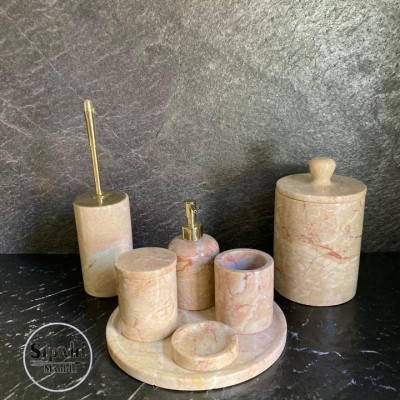 Beige Marble 5-Piece Bathroom Set