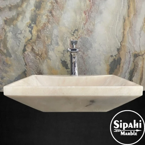 Afyon Wrapped Rectangular Washbasin with Tap Outlet