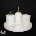 White Marble Gold Processing Apparatus 5-Piece Bathroom Set