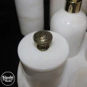 Beyaz Mermer Altın İşleme Aparatlı 7'li Banyo Seti