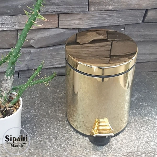Gold Stainless Steel Trash Can With Pedal