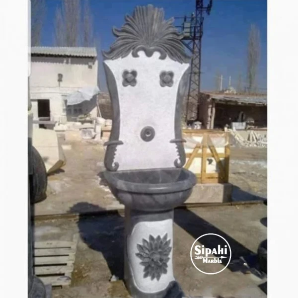Gray Marble Footed Design Fountain