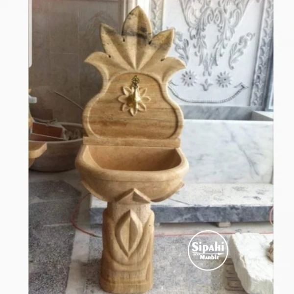 Travertine Embroidered Footed Fountain