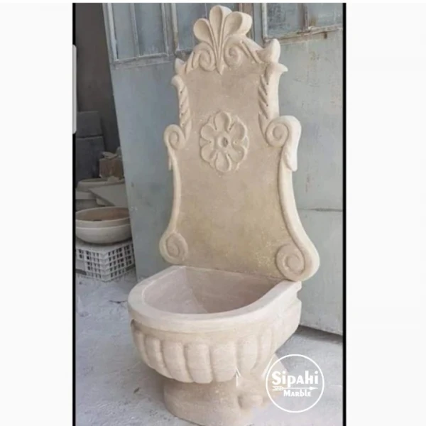 Travertine Melon Sliced Embroidered Short Length Fountain