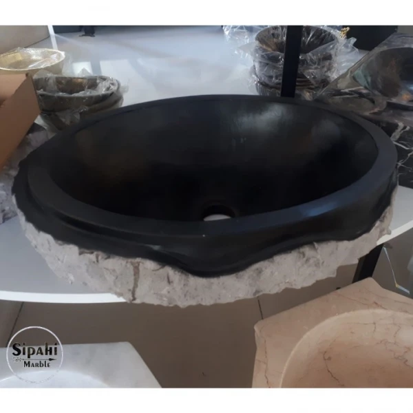 Basalt Black Design Split Face Ellipse Washbasin