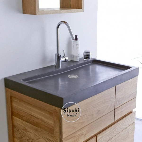 Basalt Black One Piece Sink - With Faucet Outlet