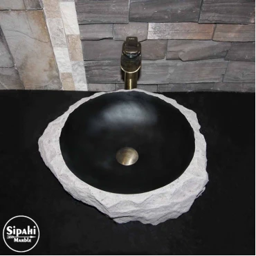 Basalt Black Round Shapeless Blast Sink