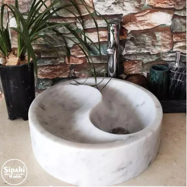 White Marble Balance Design Roll Washbasin