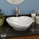 White Marble Heart Design Washbasin