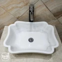 White Marble Twisted Edge Square Sink