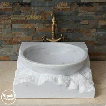 White Marble Unfinished Washbasin