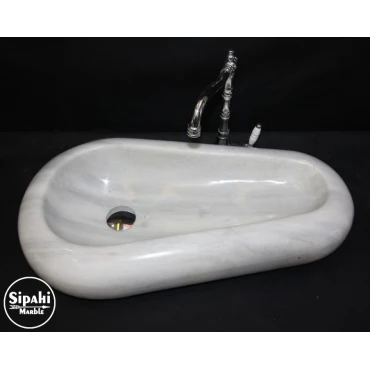 White Marble Pebble Design Sink