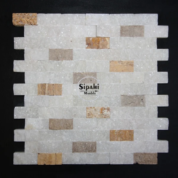 Beyaz Mermer Üçlü Mix Patlatma Mozaik