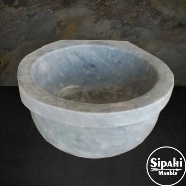 Gray Marble Round Hammam Sink With Drain