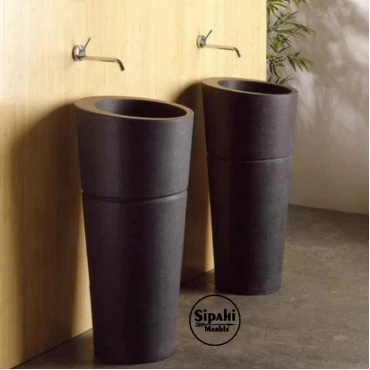 Basalt Black Conic Design Pedestal Sink