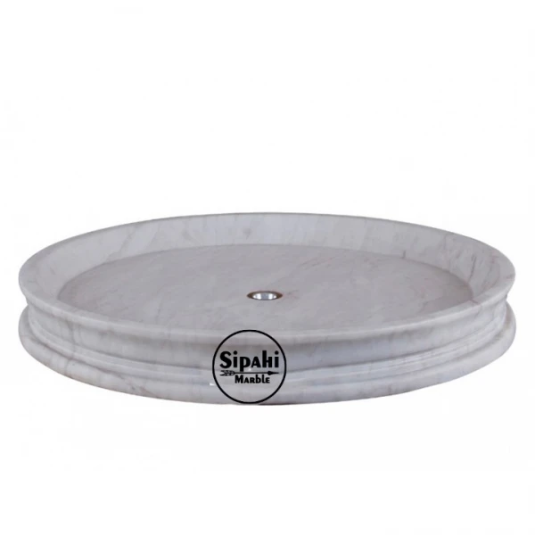 Afyon White Marble Special Design Round Shower Tray