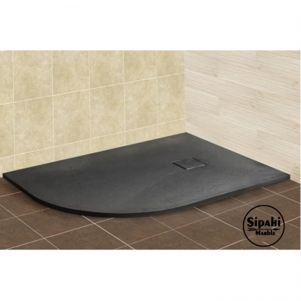 Basalt Black Flat Design Corner Shower Tray