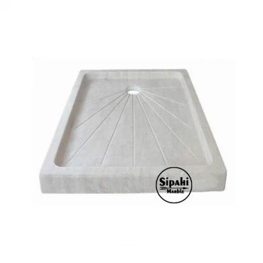 White Marble Canal Design Shower Tray