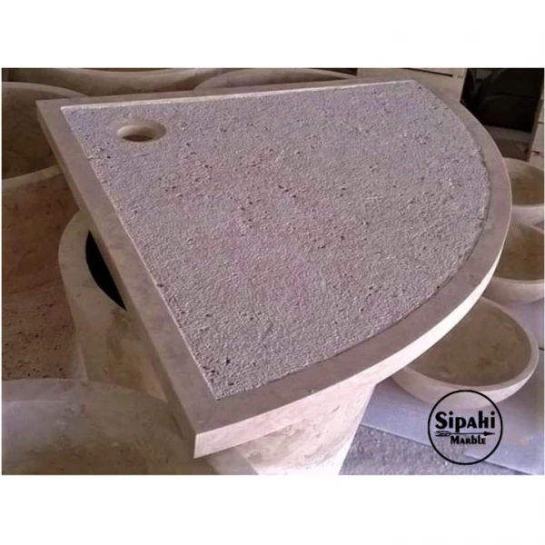 Travertine Oval Edge Rough Surface Shower Tray
