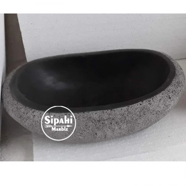 Basalt Black Splayed Outside Ellipse Sink