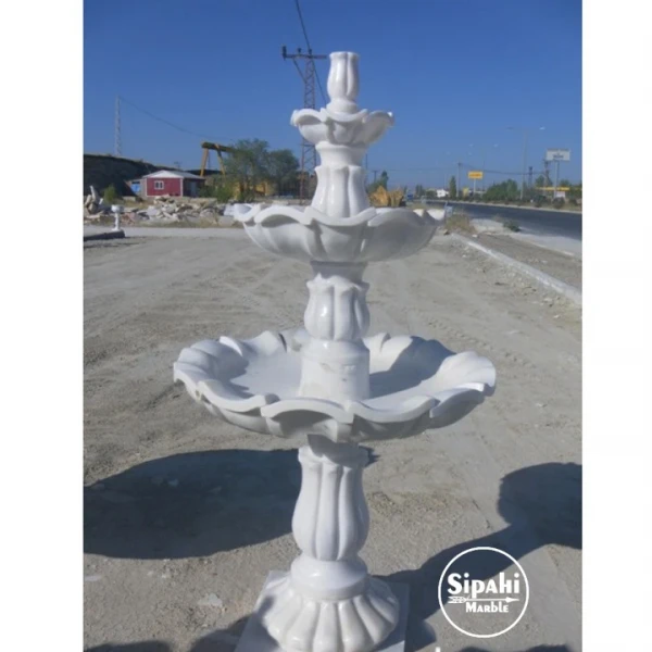 White Marble Carved Bowl Pool Fountain