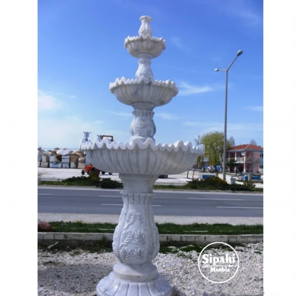 Marmara Marble Special Embroidered Tall Pool Fountain