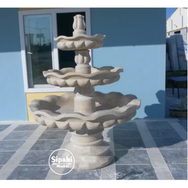 Travertine Pool Fountain - With Large Bowl