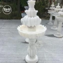 White Marble Vase Leaf Design Saloon Fountain