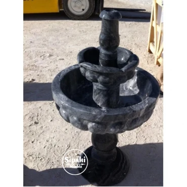 Black Marble Saloon Fountain - With Double Bowl