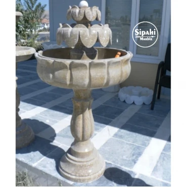 Travertine Leaf Design Long Footed Saloon Fountain