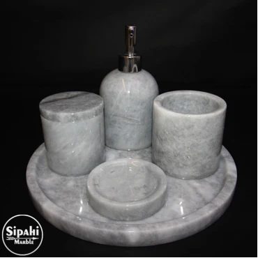Grey Marble 5-Piece Bathroom Set