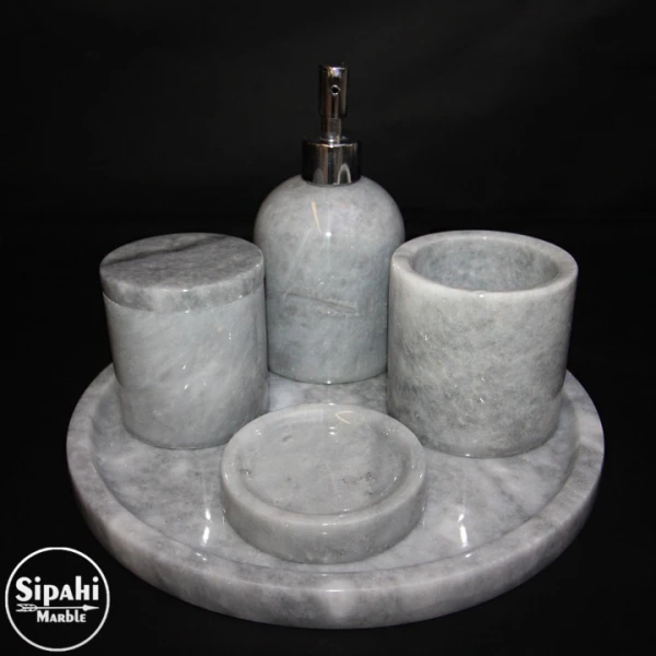 Grey Marble 5-Piece Bathroom Set