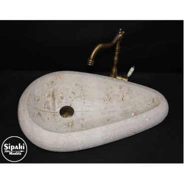 Raw Travertine Pebble Sink