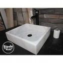 Afyon White Marble Modern Square Sink