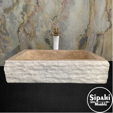 Travertine Inclined Faucet Outlet Washbasin
