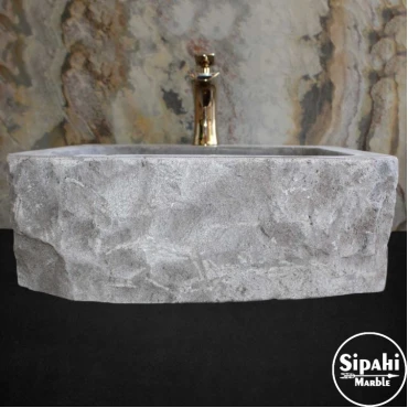 Anthracite Basalt Square Washbasin with Tap Outlet