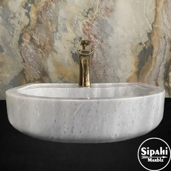 Afyon Cloudy Large Washbasin with Tap Outlet
