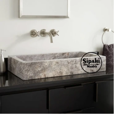 Silver Travertine Rectangular Sink