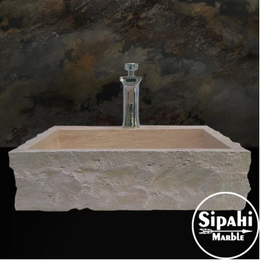 Out of Travertine Naturally Exposed Sink 
