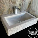 Afyon White Marble Outside Horizontal Scan Washbasin