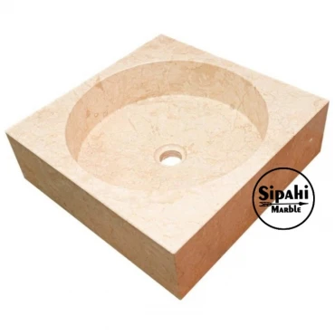 Beige Marble Thick Corner Square Sink