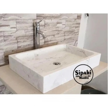 Gray White Marble Rectangular Sink