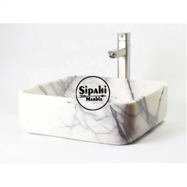 Lilac Marble Oval Design Square Washbasin